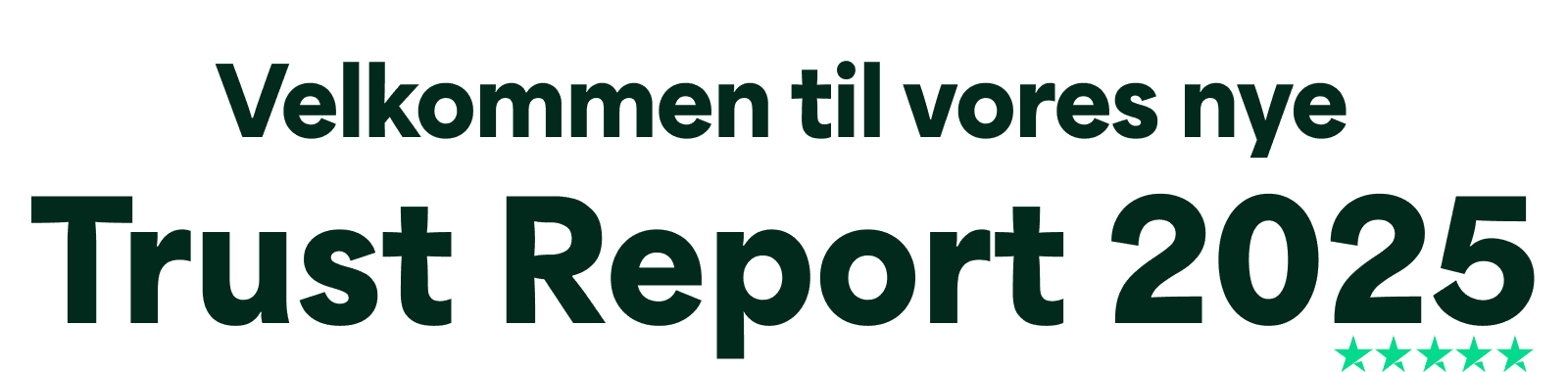 An image with the words Welcome to our new Trust Report 2025 which features 5 Trustpilot stars below 2025