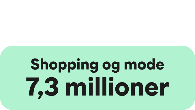 A Green icon showcasing a large Green circle and two smaller ones on the right hand side. The words Shopping and Fashion
7.3 Million are written in the centre.